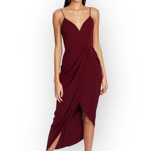 SHONA JOY NWT Core Cocktail‎ Wrap Dress in Burgundy- size 8- coquette cocktail